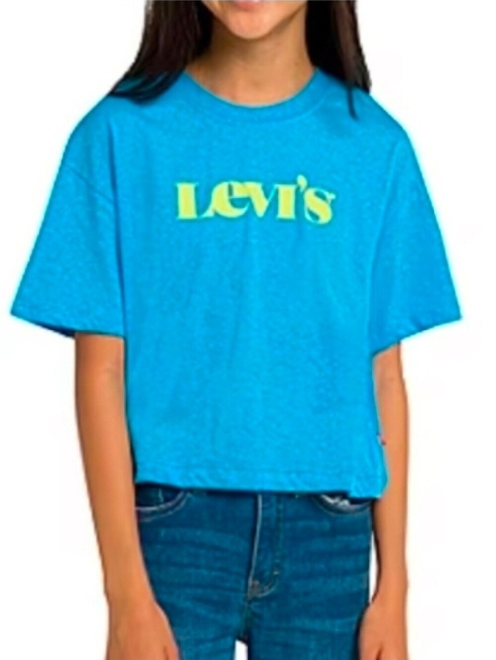LEVI'S Blue Tee with Yellow Logo - Unisex Short Sleeve Size Medium - Picture 5 of 7
